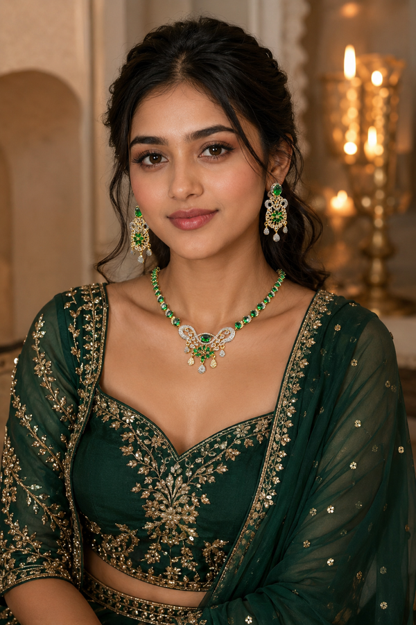 Zamurd Emerald Mughal Necklace Set