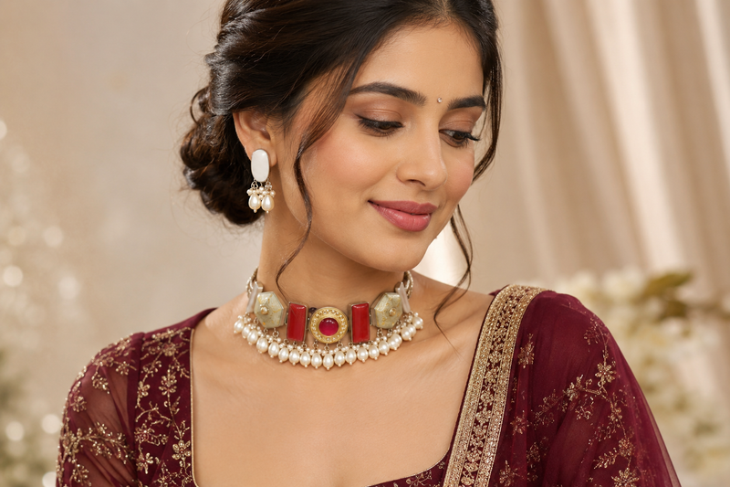 Mehak Coral Necklace Set