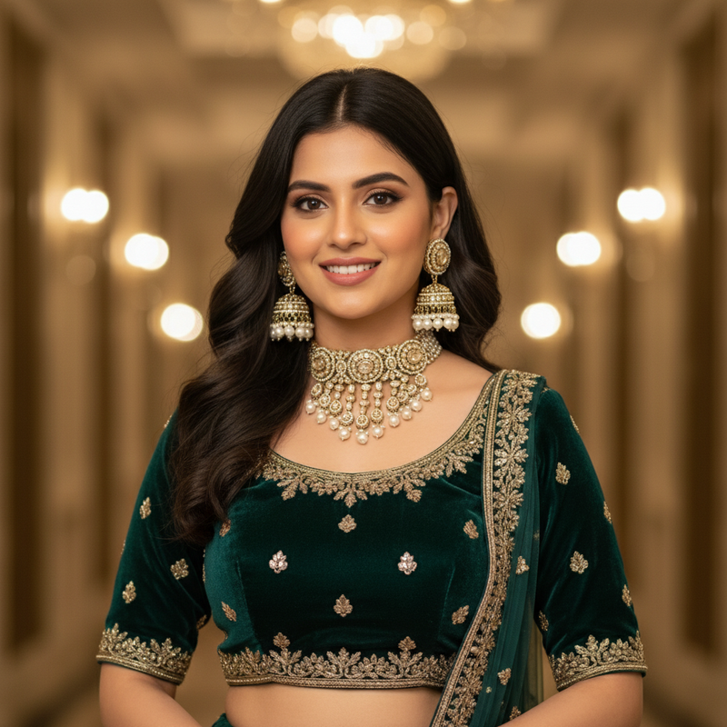 Noor Champagne Gold Polki Jhumka Set