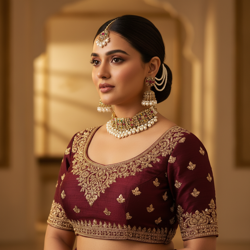 Satrangi Multicolour Polki Bahubali Set