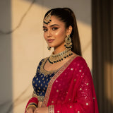 Black Polki Chandbali Choker Set worn by model - Jewellery by Aman