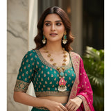 Kashmiri Meenakari Pink Pendant Necklace Set worn by model - Jewellery by Aman