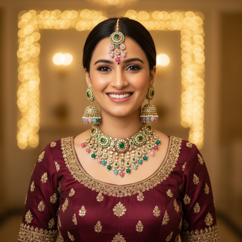 Mehfil Multicolour Polki Jhumka Set