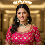 Zamurd Emerald Kundan Pearl Choker Set