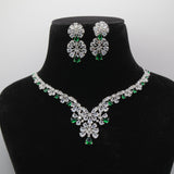 Zamurd Emerald Floral Vine Necklace Set