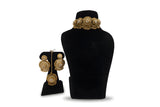 Antique gold temple medallion choker set full display with matching earrings and tikka Jewellery by Aman