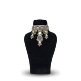 Blush pink kundan wedding choker necklace black display stand