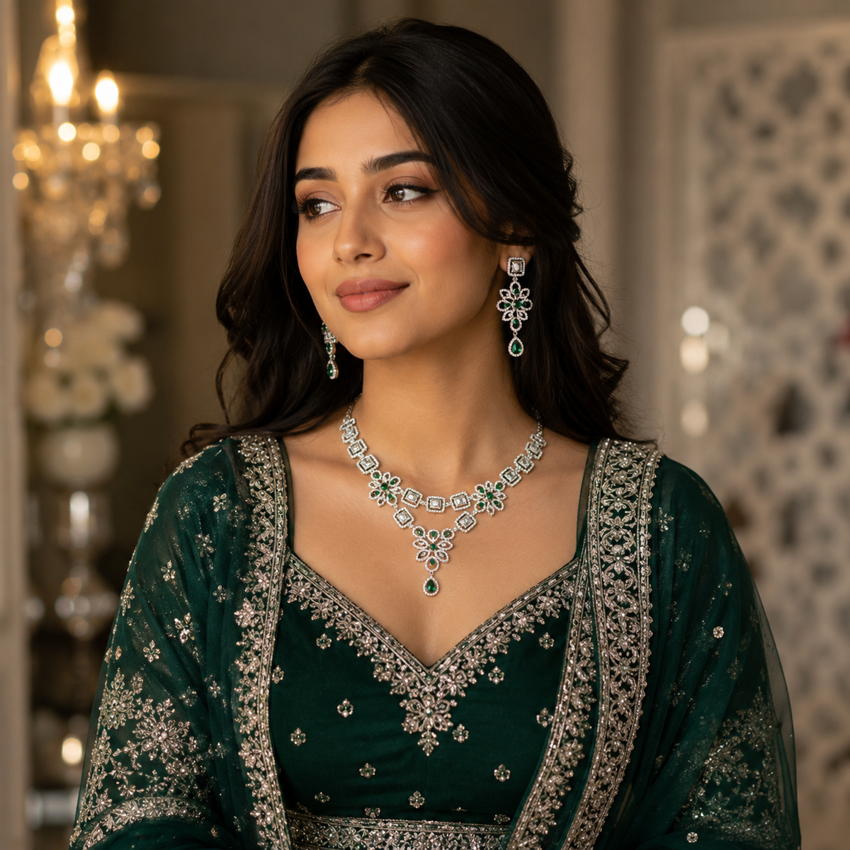 Panna Emerald Regal Necklace Set