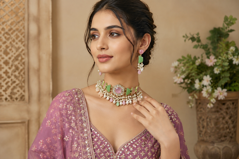 Rangoli Pastel Necklace Set