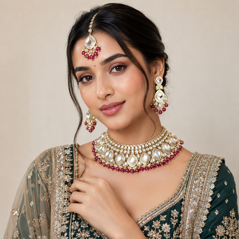 Chandni Ruby Necklace Set
