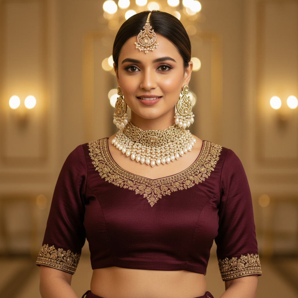 Sitara Champagne Pearl Polki Choker Set