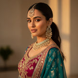 Gold Polki Chandbali Choker Set worn by model - Jewellery by Aman