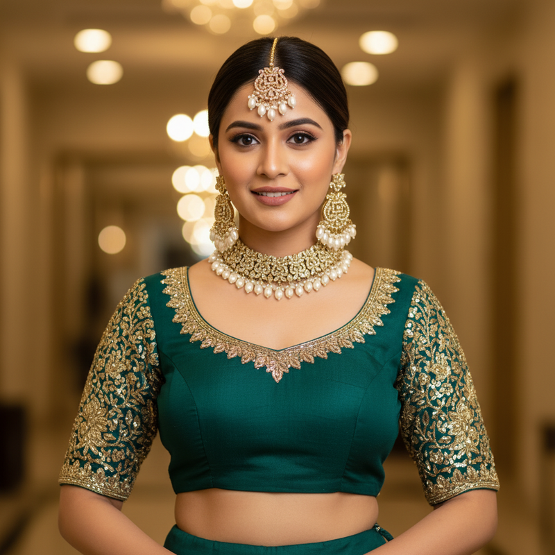 Motia Champagne Pearl Polki Jhumka Set