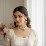 Rukhsar Lavender Polki Pearl Choker Set