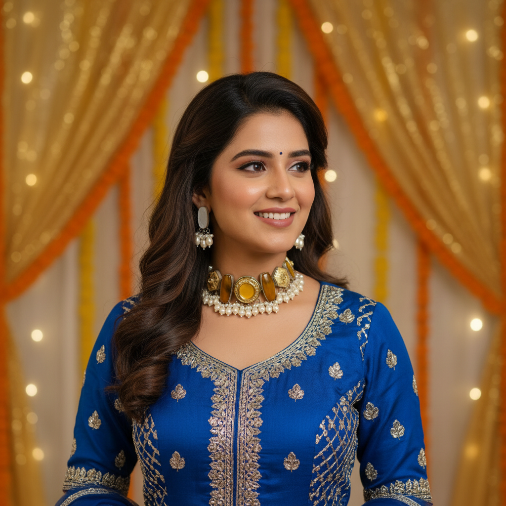 Shahad Amber Meenakari Pearl Choker Set