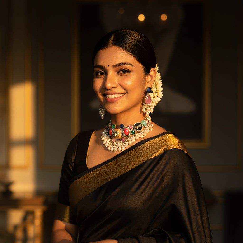 Navrang Rainbow Kundan Pearl Choker Set