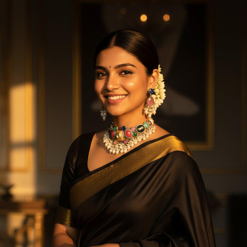 Navrang Rainbow Kundan Pearl Choker Set