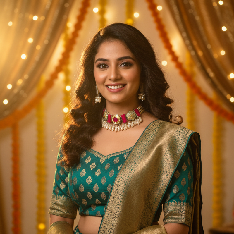 Gulabi Hot Pink Meenakari Pearl Choker Set
