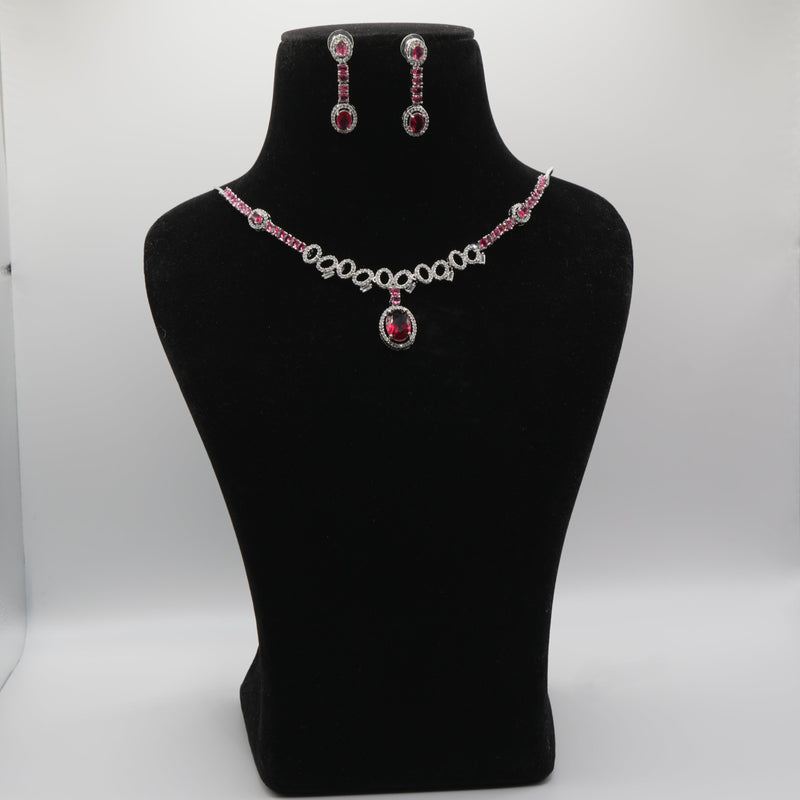 Yakoot Ruby Oval Halo Pendant - Product Detail - VVS American Diamond Collection - Jewellery by Aman