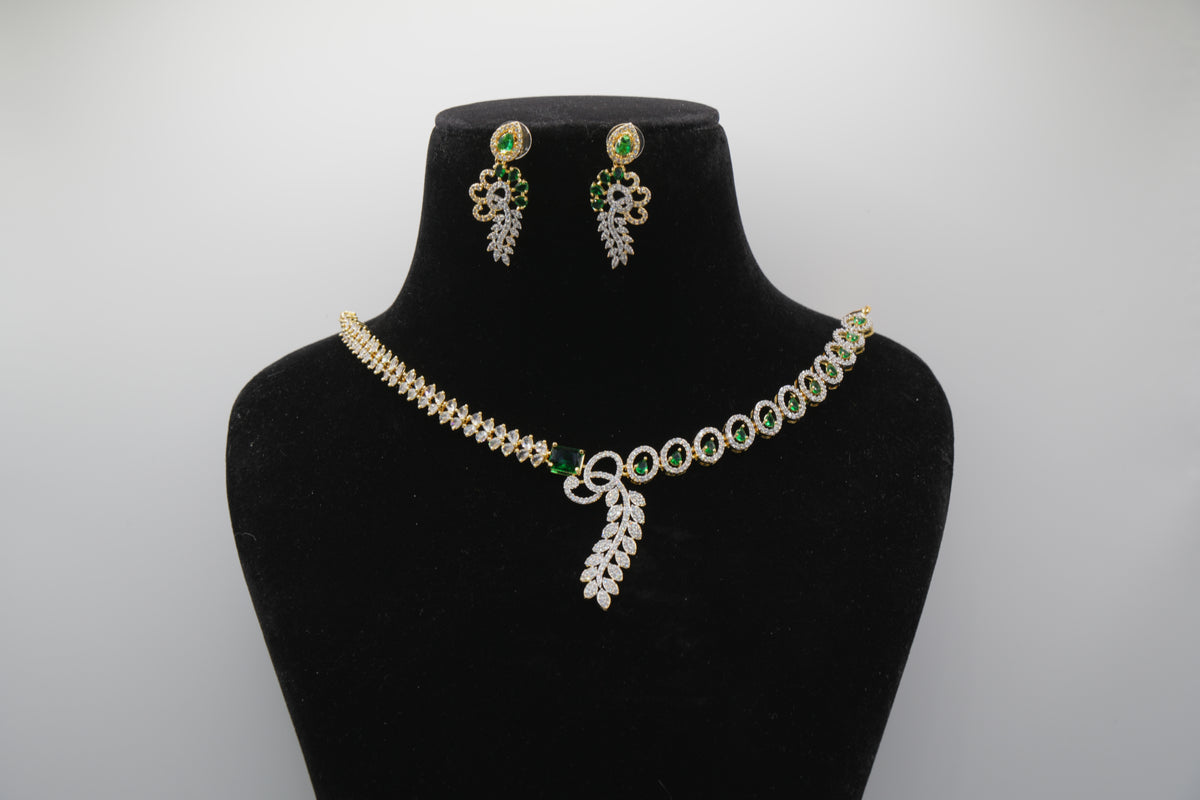 Zamurd Emerald Fern Necklace Set