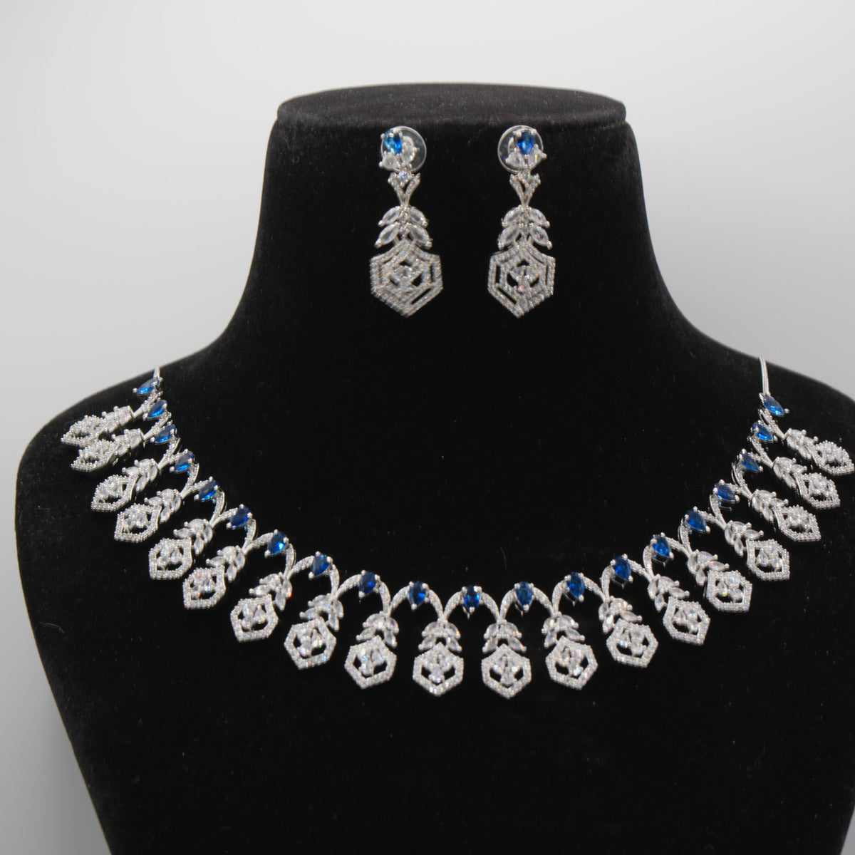Neelam Sapphire Peacock Collar Necklace Set
