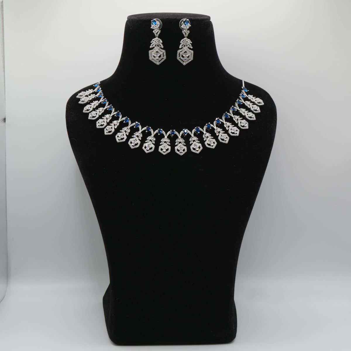 Neelam Sapphire Peacock Collar Necklace Set