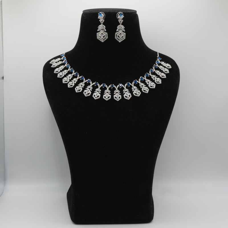 Neelam Sapphire Peacock Collar Necklace Set