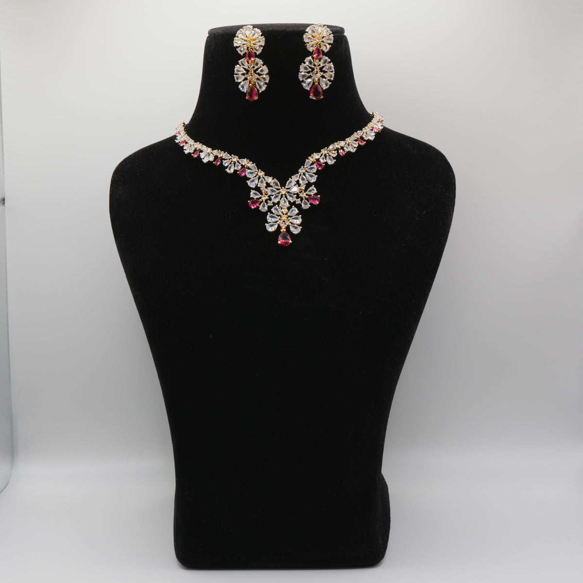 Yakoot Ruby Floral Vine Necklace Set