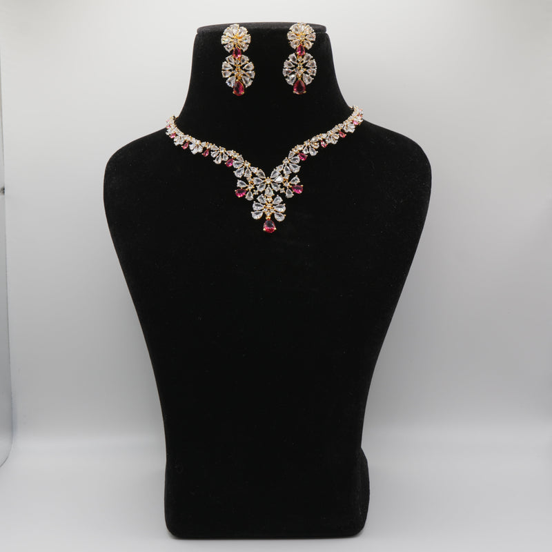 Yakoot Ruby Floral Vine Necklace Set