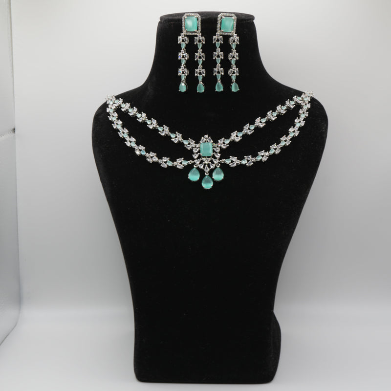 Firoza Mint Chandelier Collar Necklace Set