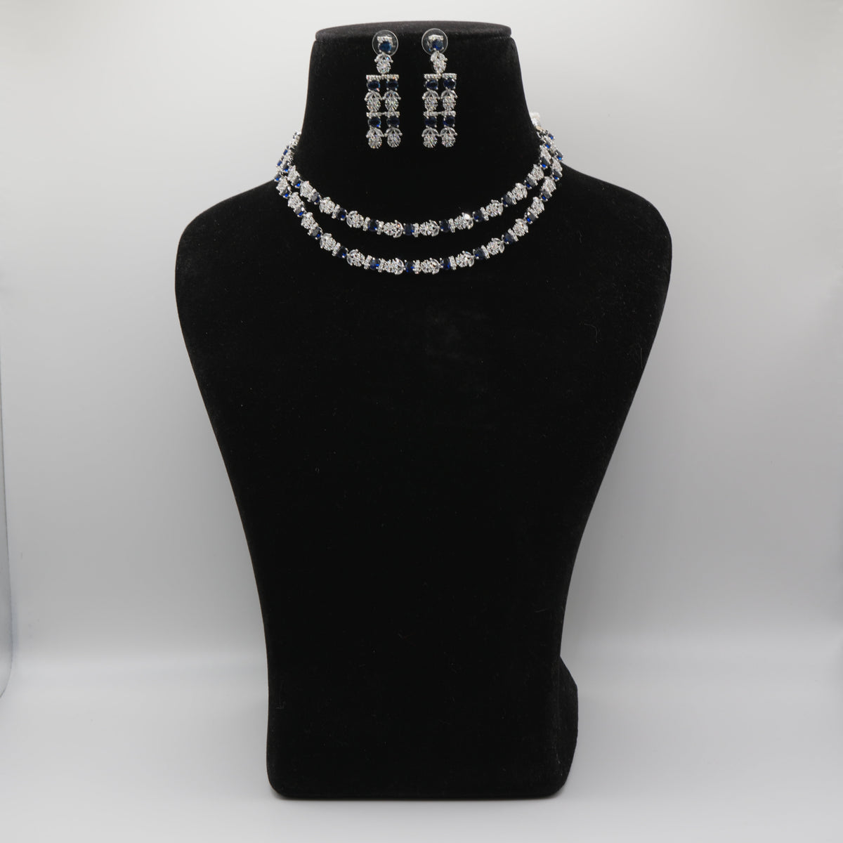 Neelam Sapphire Tennis Collar Necklace Set