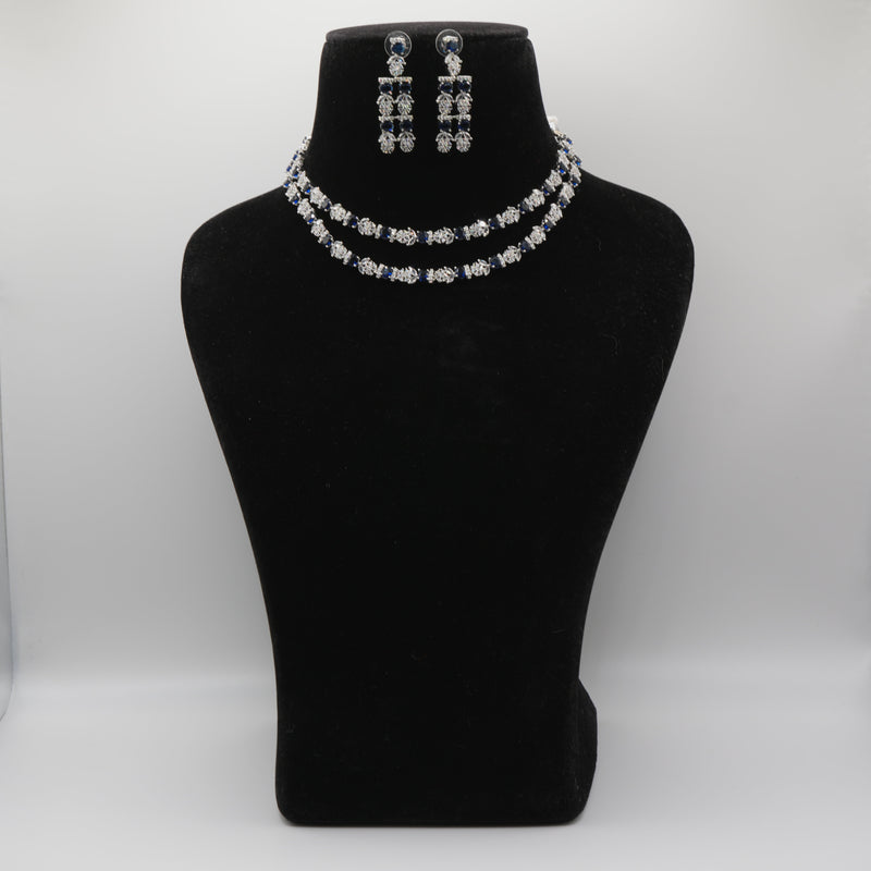 Neelam Sapphire Tennis Collar Necklace Set