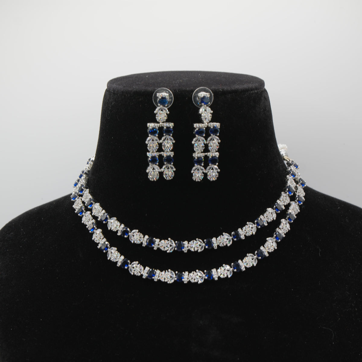 Neelam Sapphire Tennis Collar Necklace Set