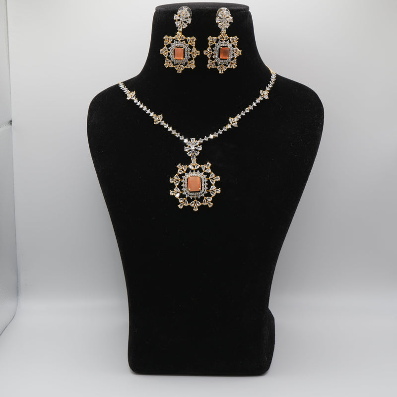 Shahad Peach Starburst Necklace Set