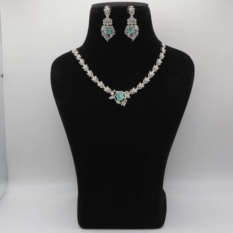 Firoza Mint Leaf Necklace Set