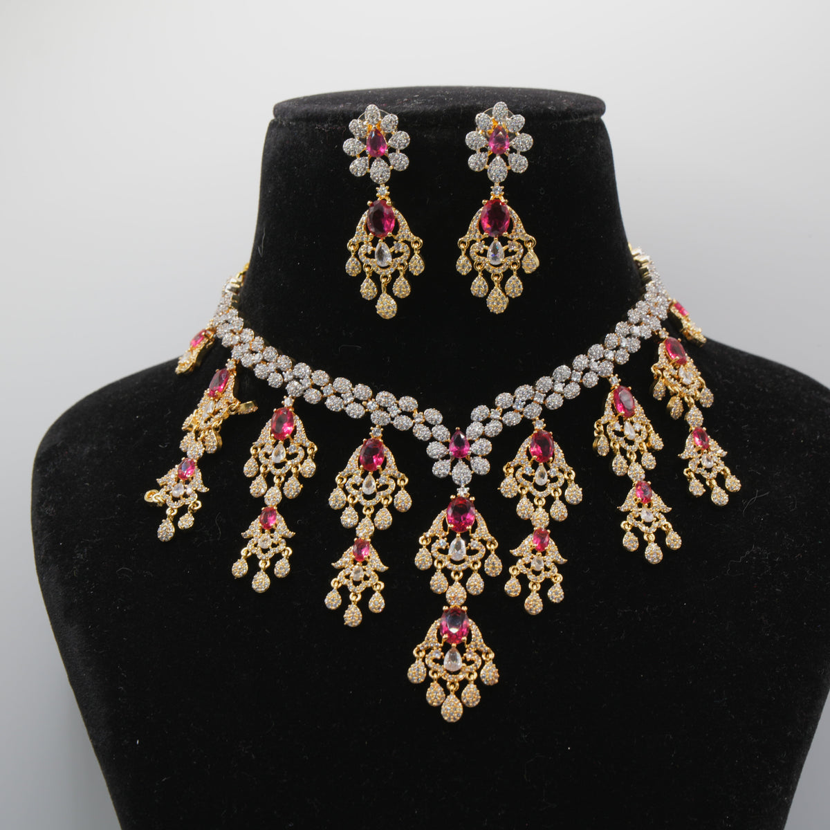 Padmini Ruby Chandelier Necklace Set