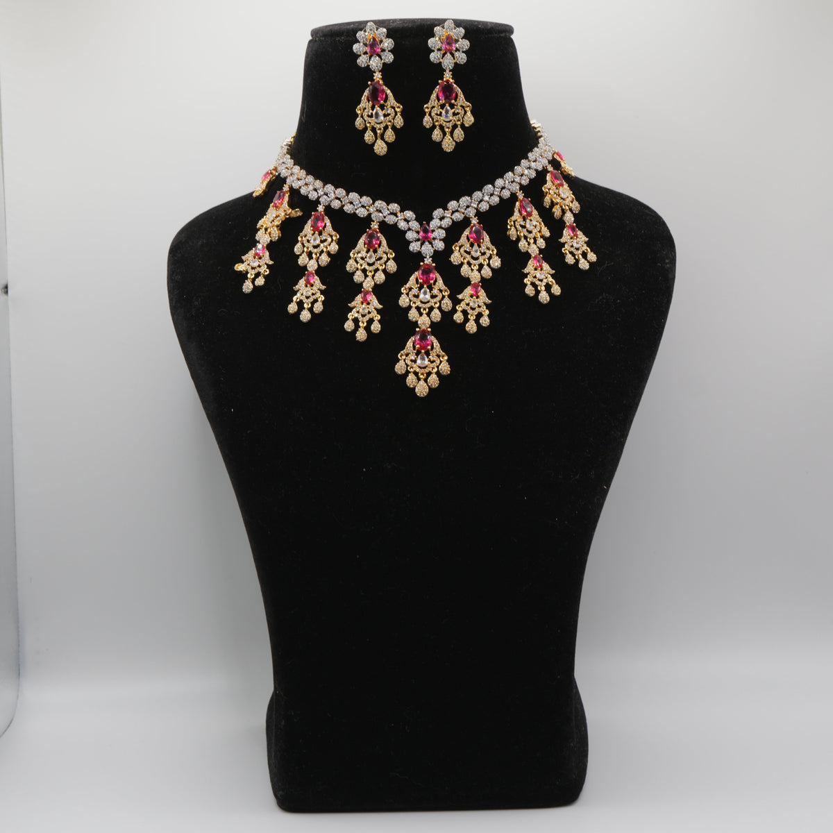 Padmini Ruby Chandelier Necklace Set