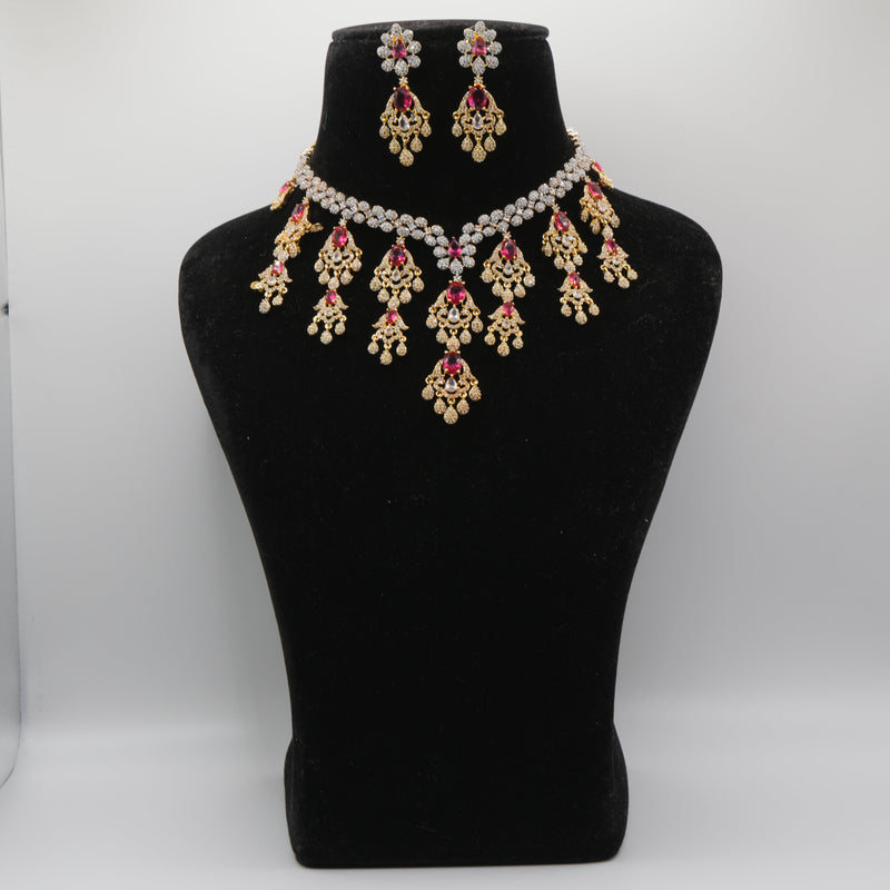 Padmini Ruby Chandelier Necklace Set