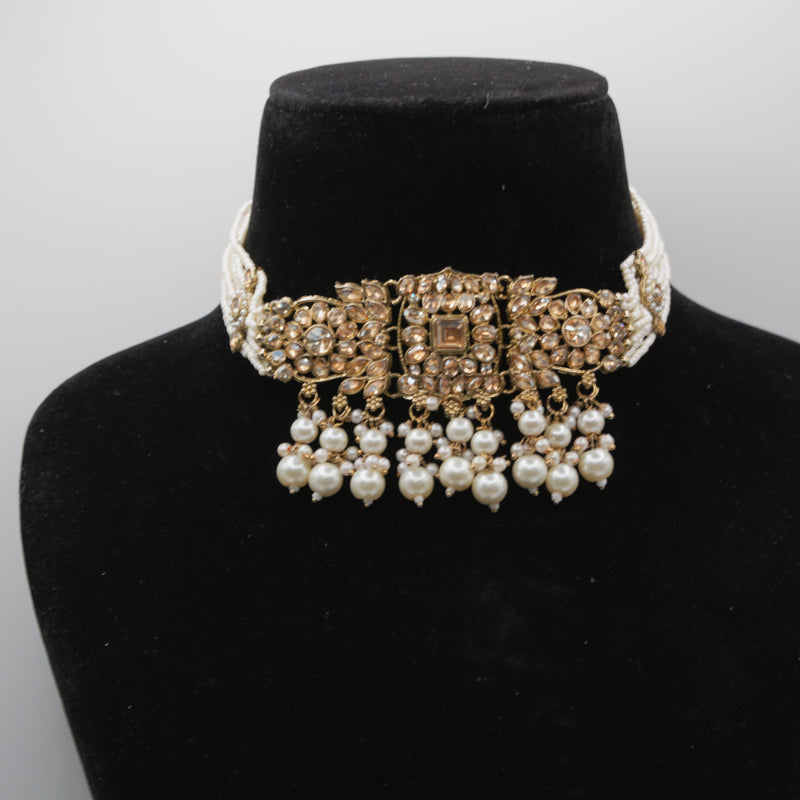 Sheesh Champagne Gold Polki Bahubali Set