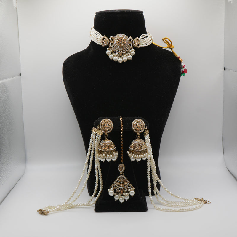 Polki Bahubali Set -- Chann Champagne Pearl