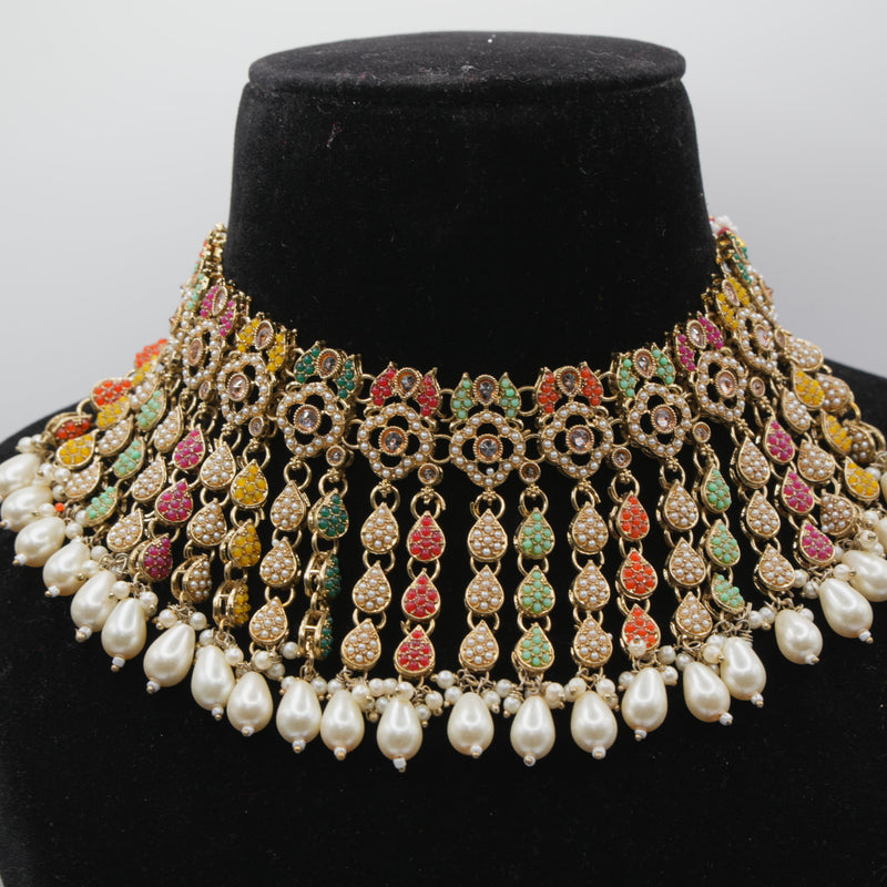 Satrangi Multicolour Polki 4-Piece Bahubali Set