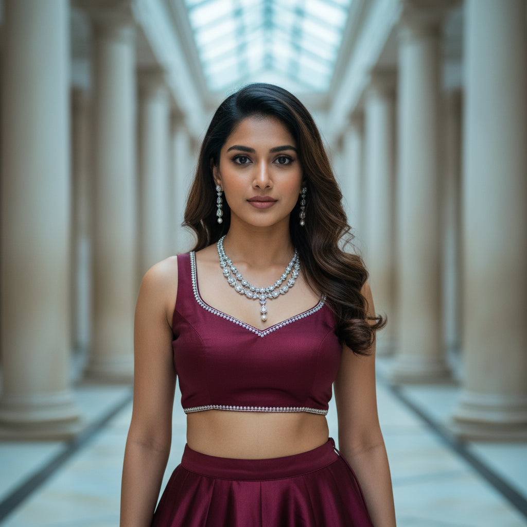 Chandni Silver Pearl - VVS American Diamond Collection - Jewellery by Aman