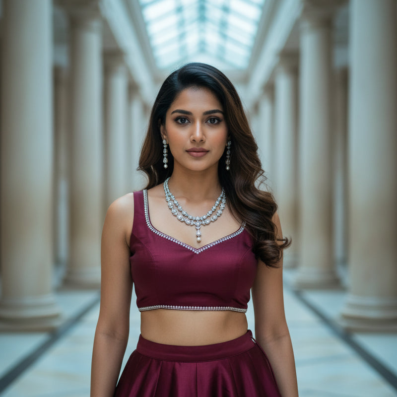 Chandni Silver Pearl - VVS American Diamond Collection - Jewellery by Aman