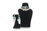 Saheli Mint Kundan Pearl Choker Set - Jewellery set on display stand