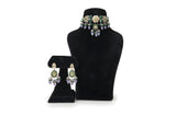 Sabzar Emerald Lavender Meenakari Choker Set - Jewellery set on display stand
