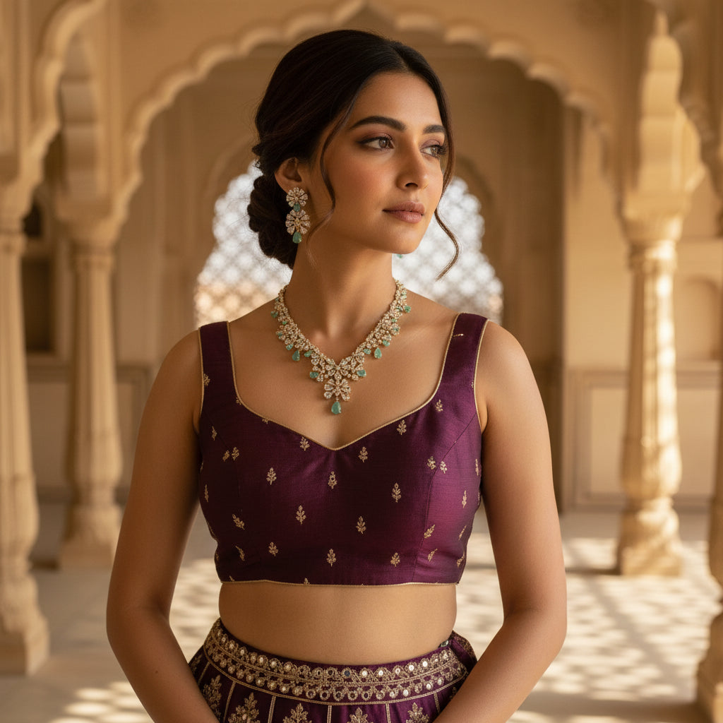 Firoza Mint Floral Vine - VVS American Diamond Collection - Jewellery by Aman