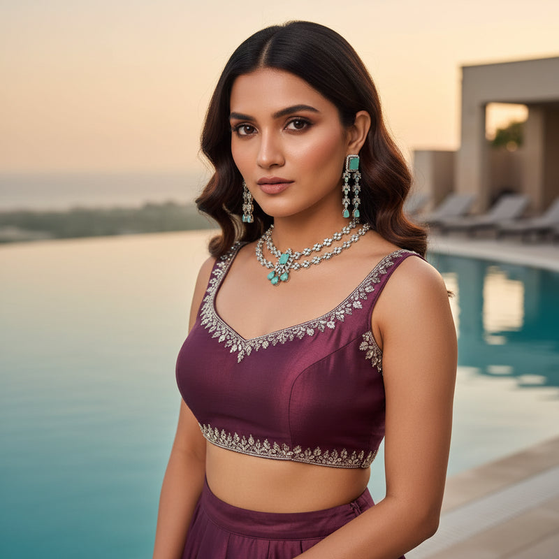 Firoza Mint Victorian Choker - VVS American Diamond Collection - Jewellery by Aman