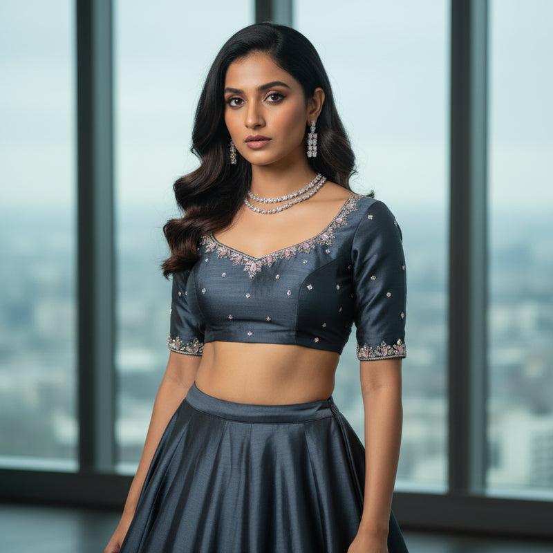 Gulabi Pink Tennis Collar - VVS American Diamond Collection - Jewellery by Aman