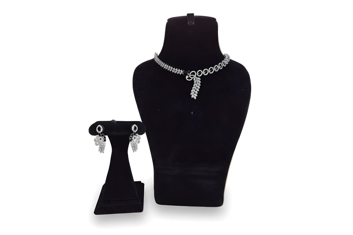 Hira Silver Fern Cascade - Product Detail - VVS American Diamond Collection - Jewellery by Aman