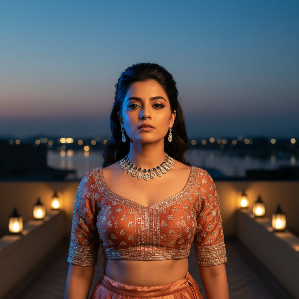 Neelam Sapphire Peacock Collar - VVS American Diamond Collection - Jewellery by Aman